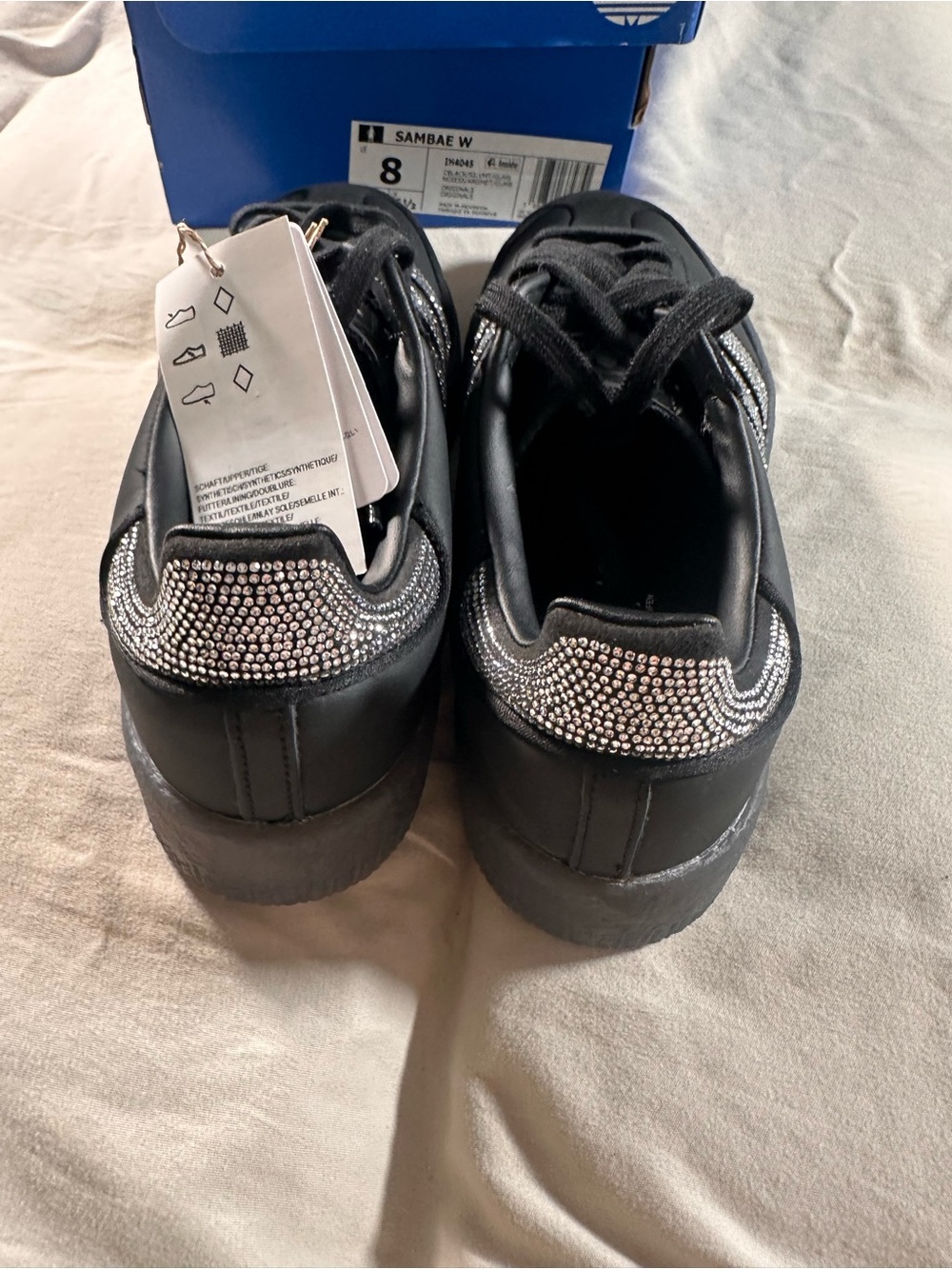 Adidas Women SAMBAE Triple Black Bedazzled Stripes US 8 UK 6.5  IH4045 NWB - Picture 9 of 10